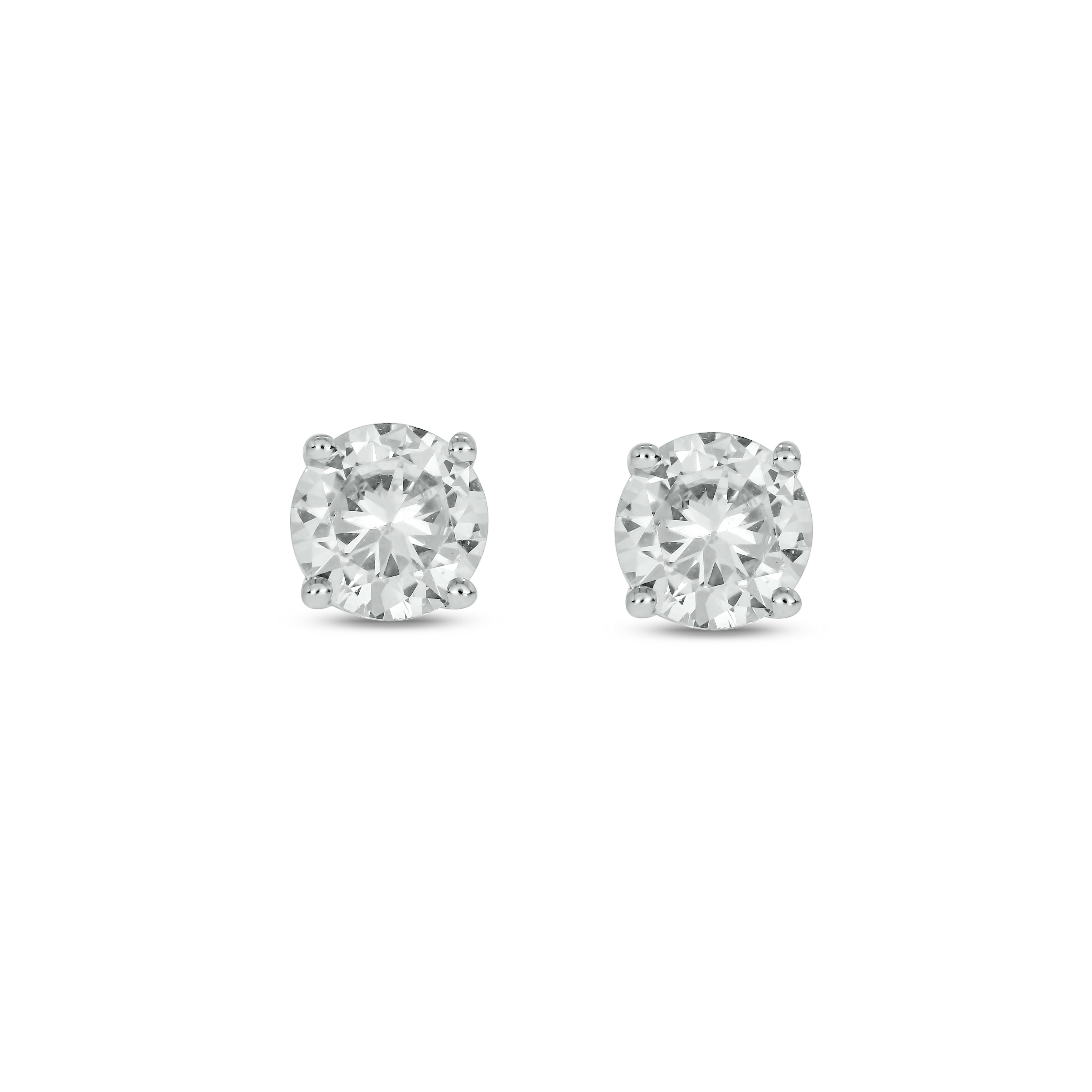 Round 2 ct Diamond Earrings in 18K White Gold | Maison Birks